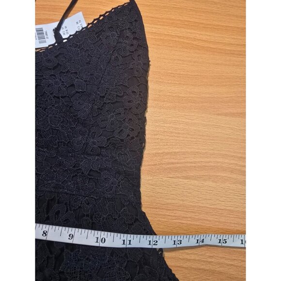 Abercrombie & Fitch Mini Dress Sz XXS Black Floral Embroidered Ruched LBD Boho - Picture 5 of 16